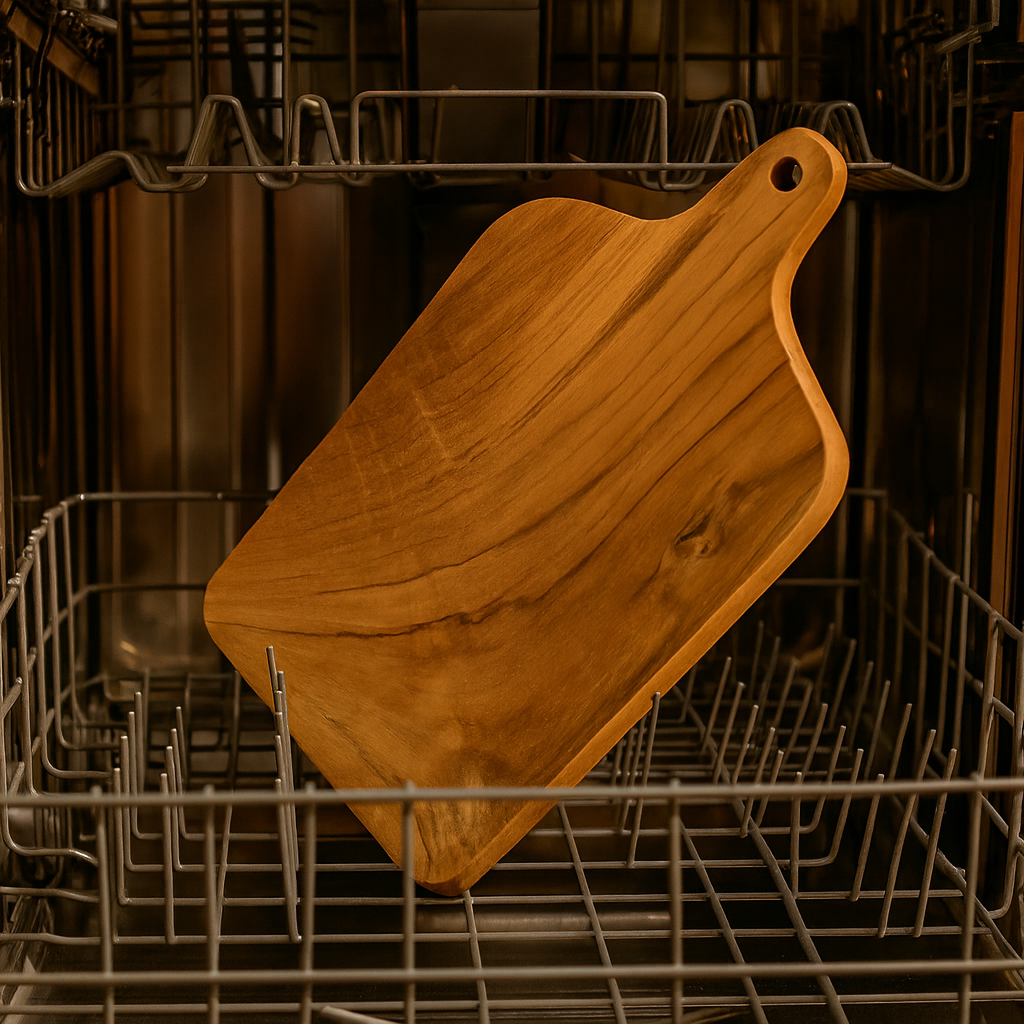 Holzbrett in Spülmachine