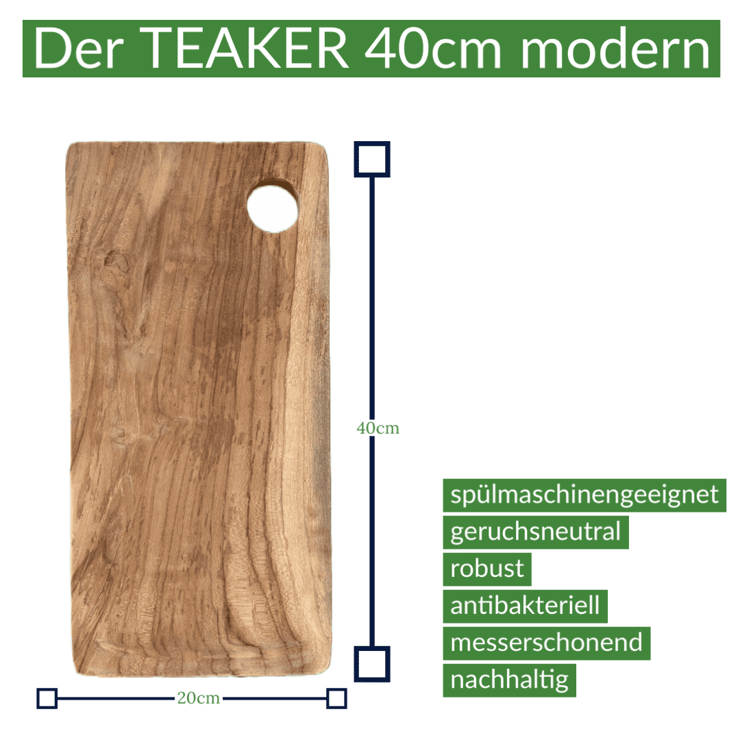 TEAKER - Schneidebrett modern 40cm – Hall of Wood